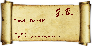 Gundy Benő névjegykártya
